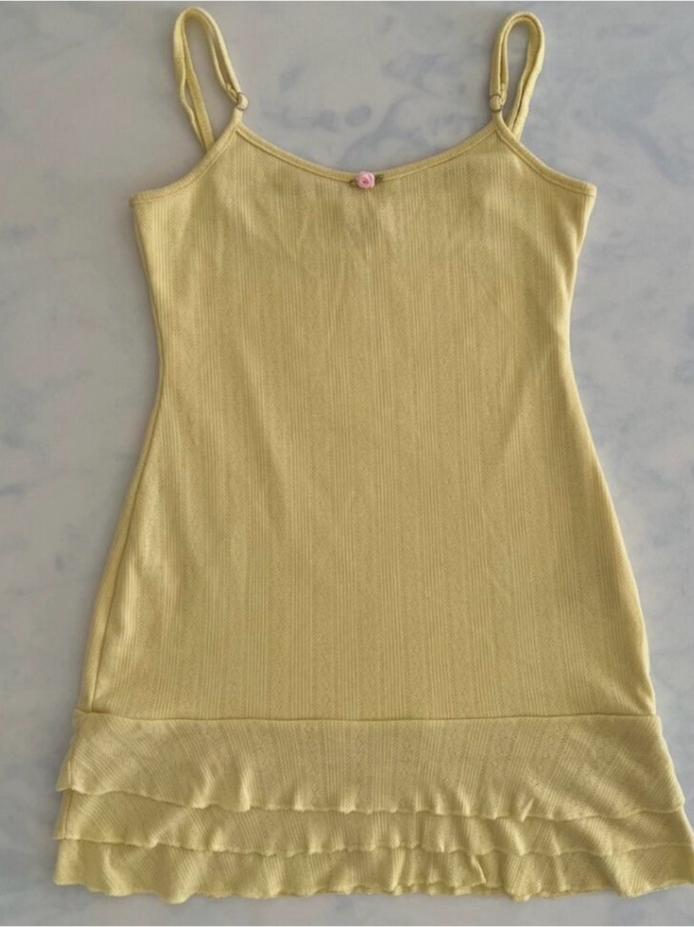 Butter yellow ruffle mini dress